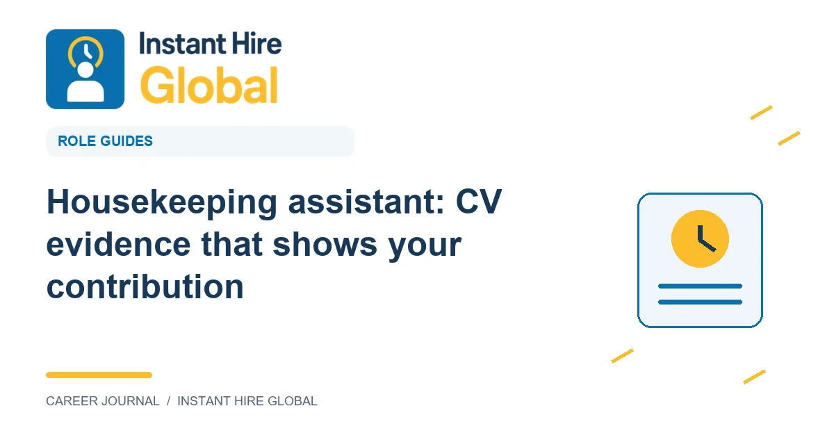 Housekeeping assistant: CV evidence that shows your contribution