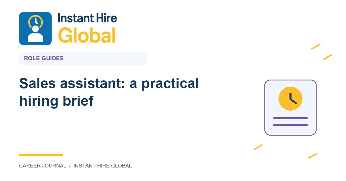 Sales assistant: a practical hiring brief