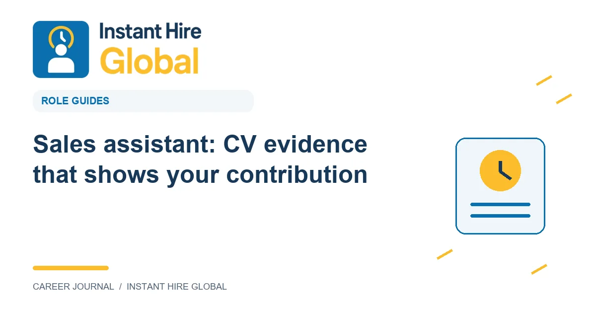 Sales assistant: CV evidence that shows your contribution